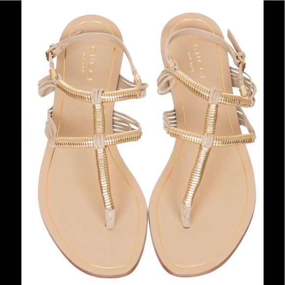 (Sold) Gucci Anita Metallic Suede Thong Sandal - Picture 2 of 8